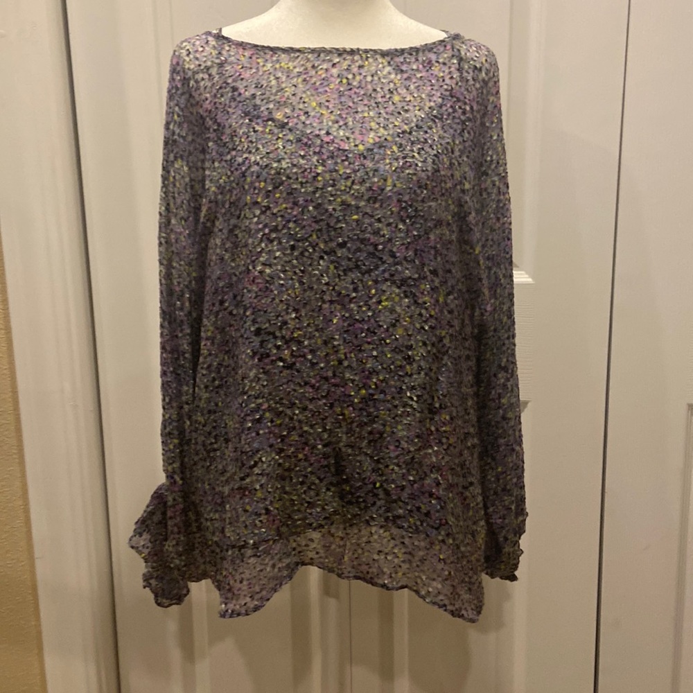 White House Black market two piece set sheer long sleeved top with camisole